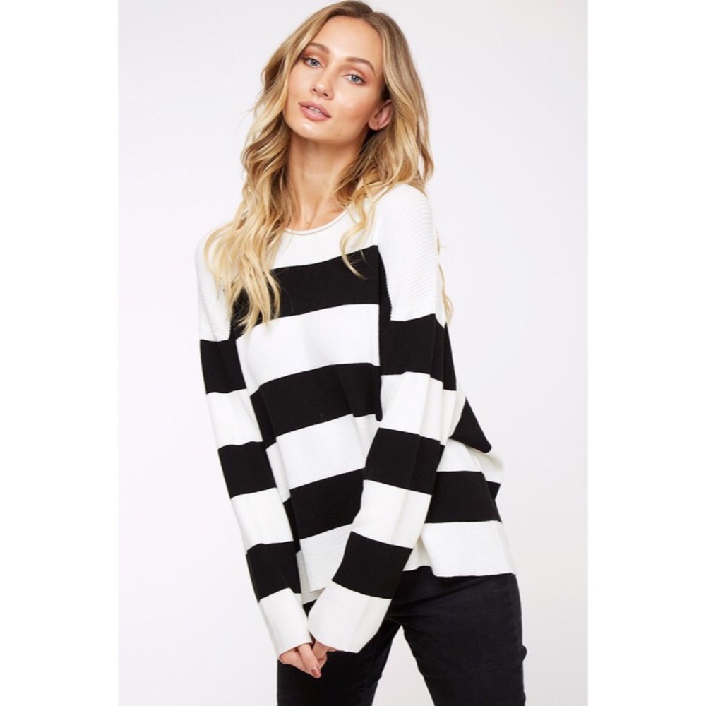 Astrid Striped Sweater - Black/Ivory - Picture 4 of 5